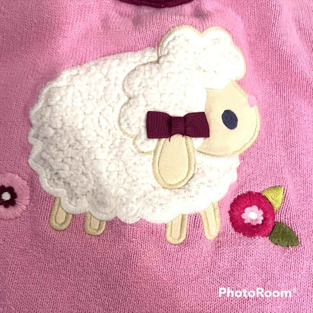 Gymboree Girls Sweater Dress Sheep Flower Embroidery 18M